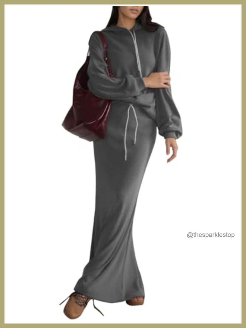 Womens 2 Piece Hoodie & Long Skirt Set Polyester Spandex Lounge Travel